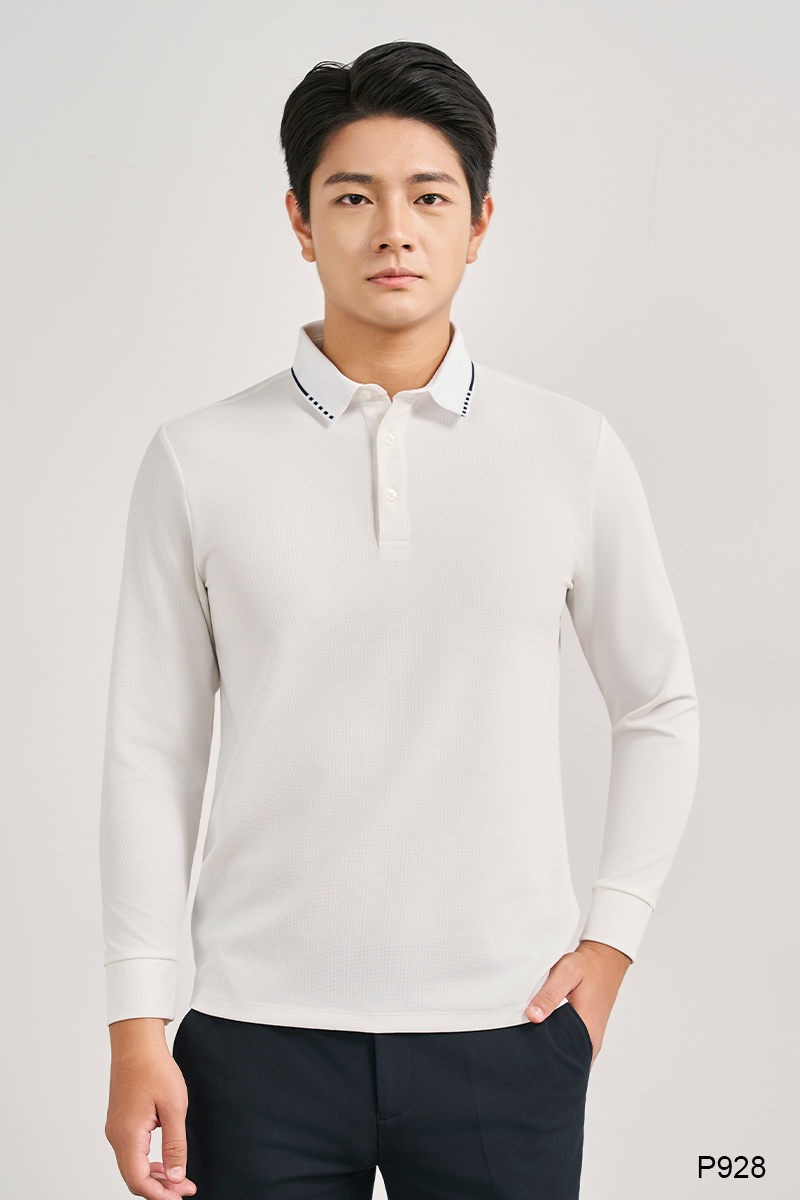 Áo polo dài tay nam cao cấp màu trắng | P928